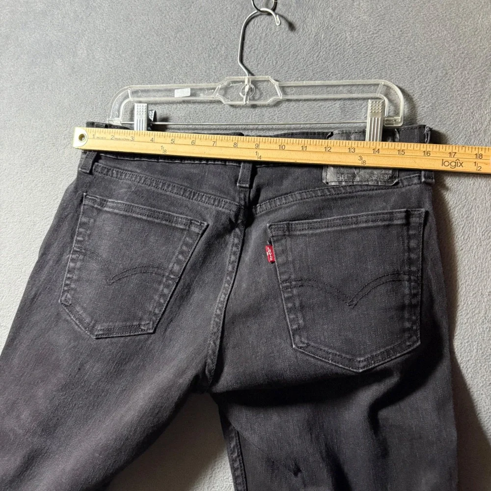 Levis 511 Slim Fit Black Denim Jeans Mens 32x30 (Actual 32x26.5)